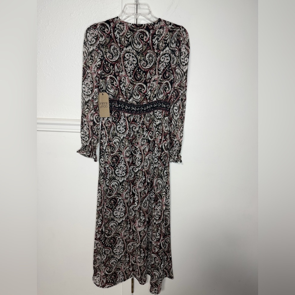FRYE AND CO. Multicolor Paisley Long Sleeve Dress size XS New with tag - Picture 5 of 8